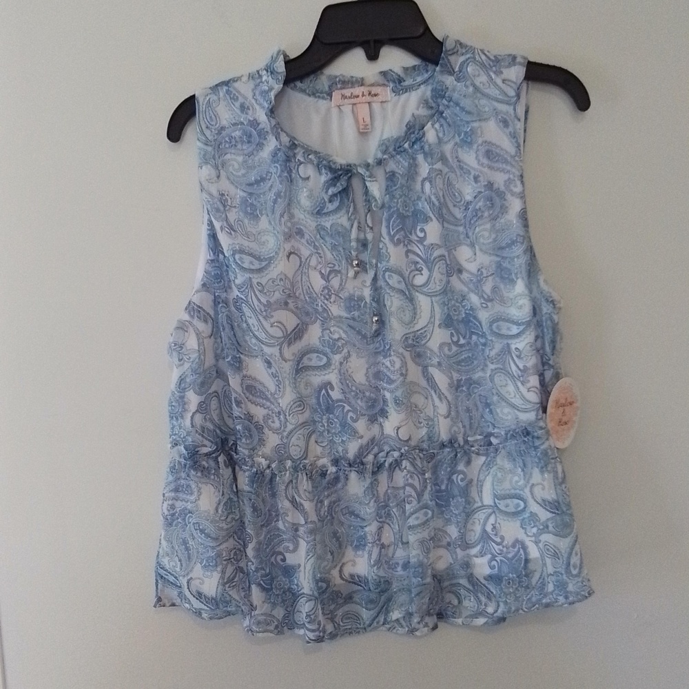 Harlow & Rose woman's size L sleeveless lined Paisley top NWT